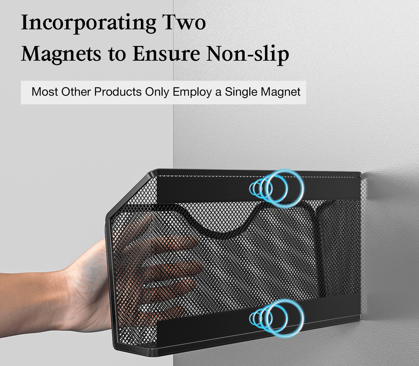 Magnetic File Holder 3PCS File Paper Mail No Drilling Wall Storage for Office Desk Home Study Workspace Magazines Documents Black
