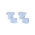 thumbnail image 2 of Loicainy Baby Toddler Boy Summer Clothes Set 6 12 18 24 Months 2T 3T 4T Short Sleeve Doll Collar Tops Elastic Shorts Outfits, 2 of 9