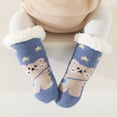 thumbnail image 2 of Odeerbi Baby Toddler Socks Boys Girls Solid Color Cartoon Socks Keep Warm Plush Kids Soft Non-slip Indoor Socks Khaki, 2 of 9