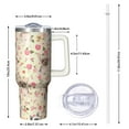thumbnail image 2 of OBREWU Yorkie with Flowers Tumbler with Handle and Lid,Yorkie with Flowers 40oz Double Wall Vacuum Insulated Tumbler,Cups Gift for Women and Men, 2 of 7