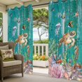 thumbnail image 5 of Outdoor Curtains for Patio Waterproof, Turtle Coastal Windproof Pravicy Outside Porch Blackout Curtain, Summer Beach Coral Seahorse Green Wooden Retro Sun Blocking Grommets Curtains 2 Panels 54"x95", 5 of 9