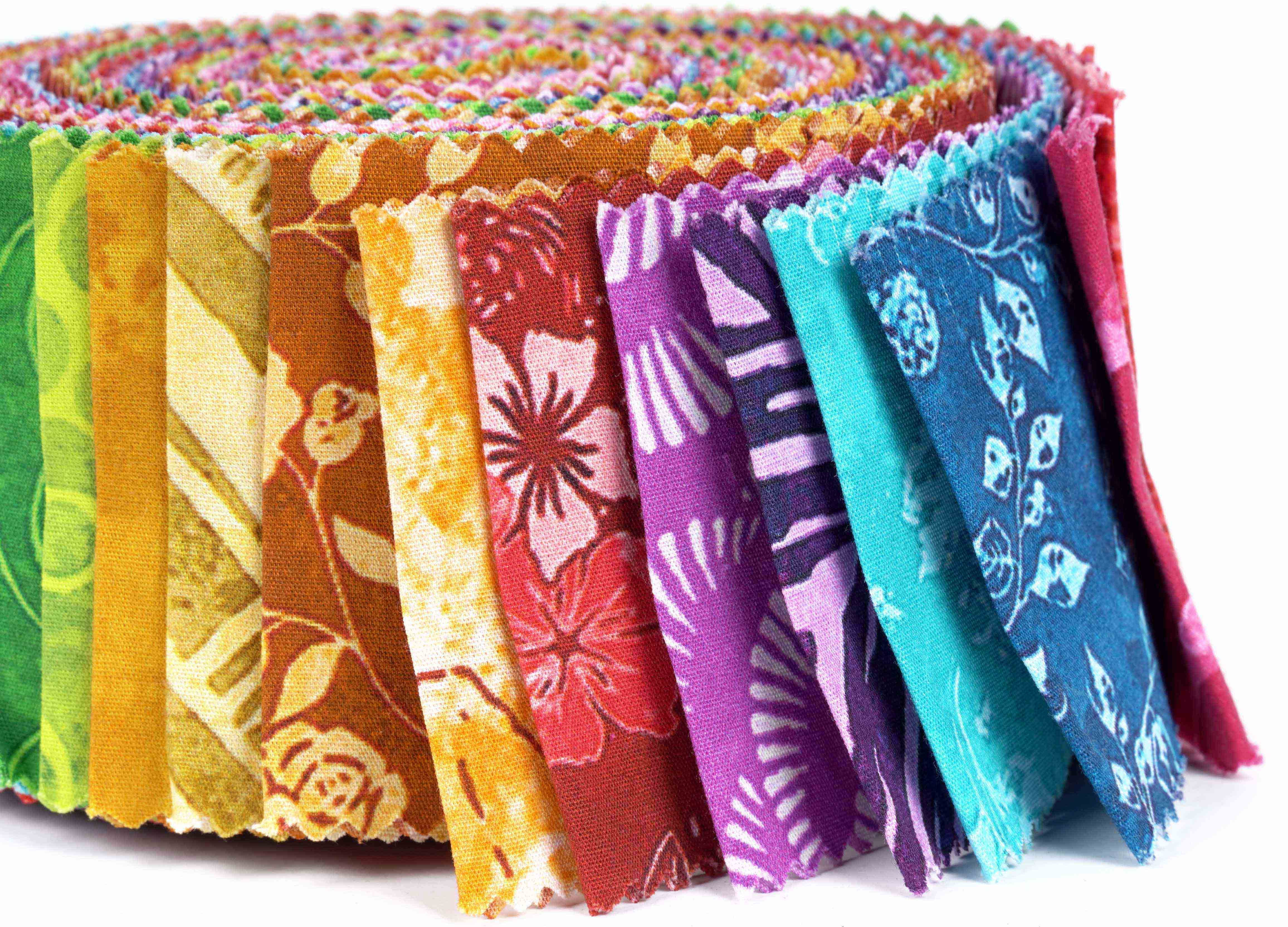 Soimoi 40Pcs Batik Print Cotton Precut Fabrics For Quilting Craft Strips 2.5x42inches Jelly Roll - Red