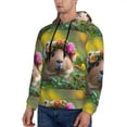 thumbnail image 3 of Sikiie Flower Crown Guinea Pig Men's Hoodie, Essentials Hoodie, Sweatshirt, Pullover Hooded Sweatshirt for Men-3X-Large, 3 of 7