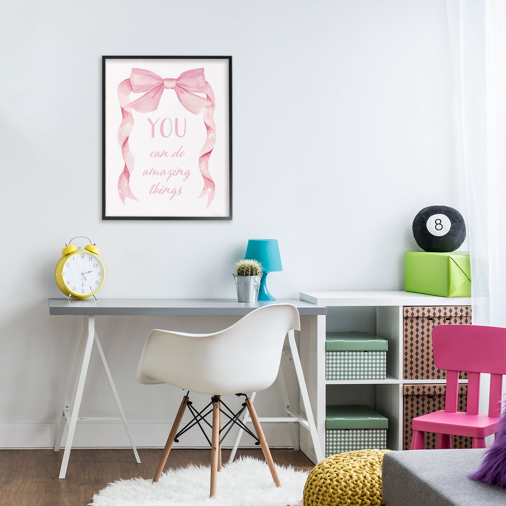 Stupell Industries Feminine Encouragement Ribbon Black Framed Giclee Art, design by Cindy Jacobs