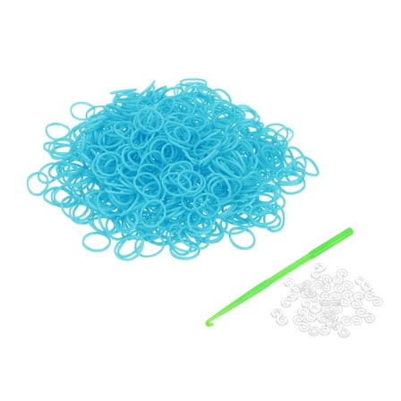 600Pcs Loom Rubber Band Kit with 25Pcs S-Clips and 1Pcs Hook, Lake Blue