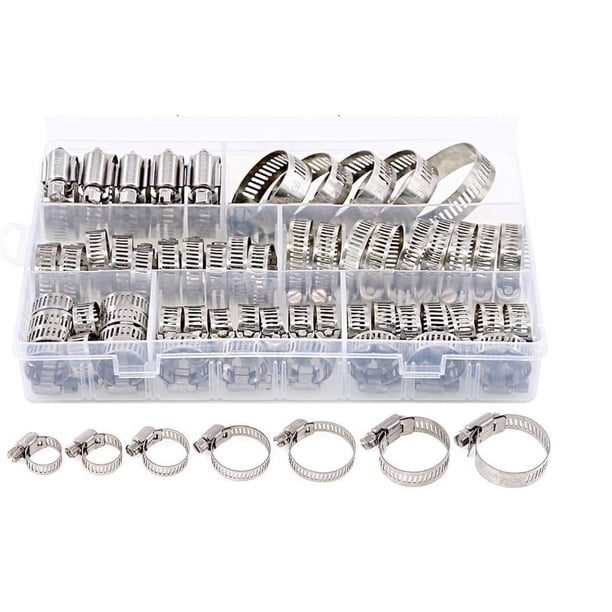 Kit de abrazaderas para mangueras, rango de tamaño amplio y ajustable de 6 a 38 mm, abrazaderas para mangueras ajustables de acero inoxidable, para aplicaciones automotrices y mecánicas, material