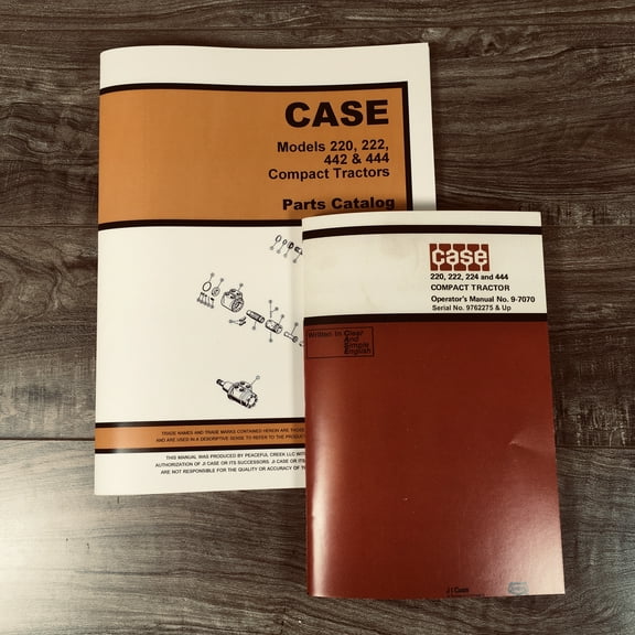 Case 220 222 444 Compact Tractors Operators Owners Manual & Parts Catalog Kohler