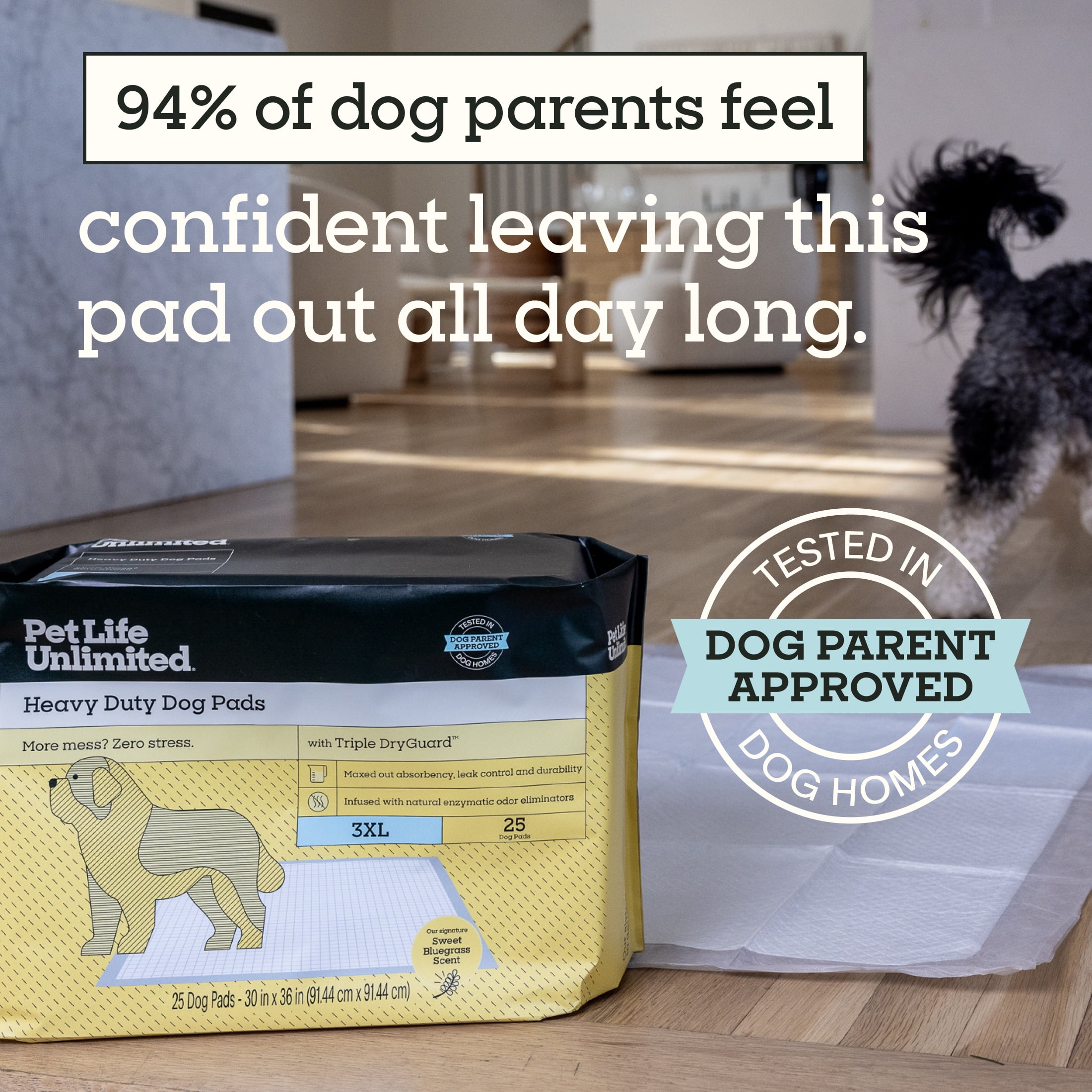 Pet Life Unlimited Heavy Duty Dog Pads, 3XL, 36" x 36", 12ct
