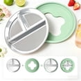 thumbnail image 5 of Hyknon 304 Stainless Steel Divided Plate, 3Compartment 8 Inch Round Dinner Plates, Detachable Silicone Suction Base Non-slip Meal Trays, Heat Insulated Food Tray for Diet Food Office Home Adult Green, 5 of 7
