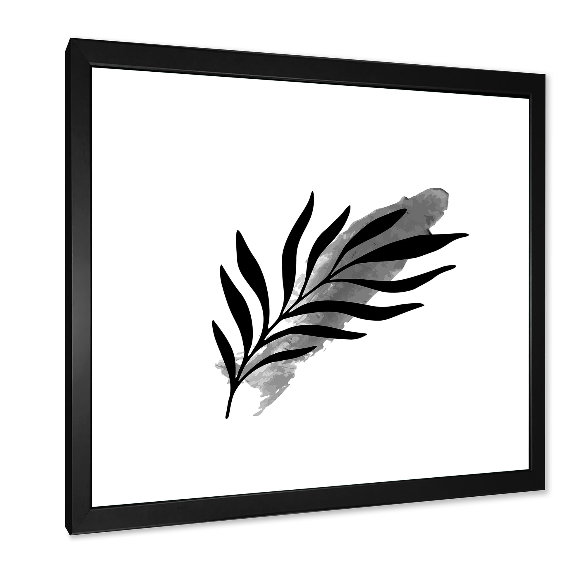 Designart 'Abstract Black Tropical Leaf I' Modern Framed Art Print