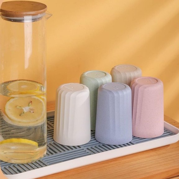 3.9x2.8In Wheat Straw Cups,12oz Multi-Color Reusable Safe Drinking Cups for Milk,5Pcs Unbreakable Colourful Water Tumbler Set for Drinking Water