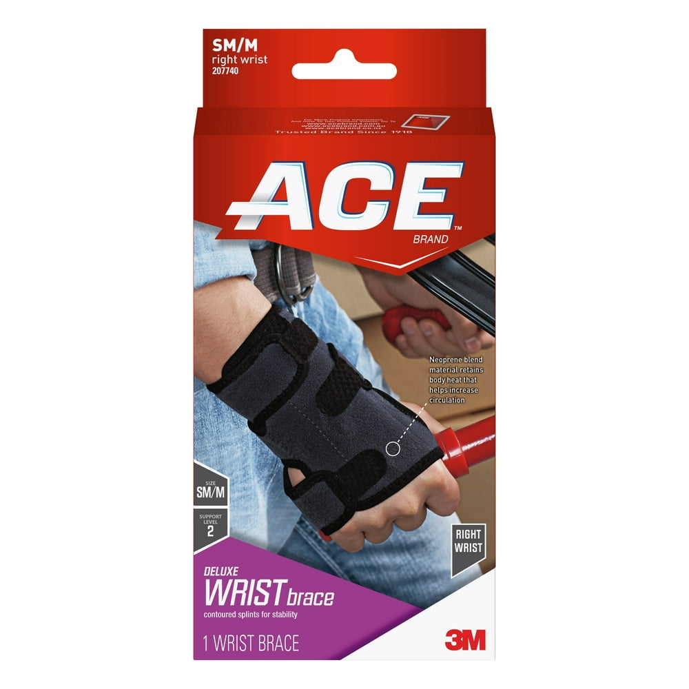 ACE Brand Deluxe Wrist Brace, S/M, Right Hand