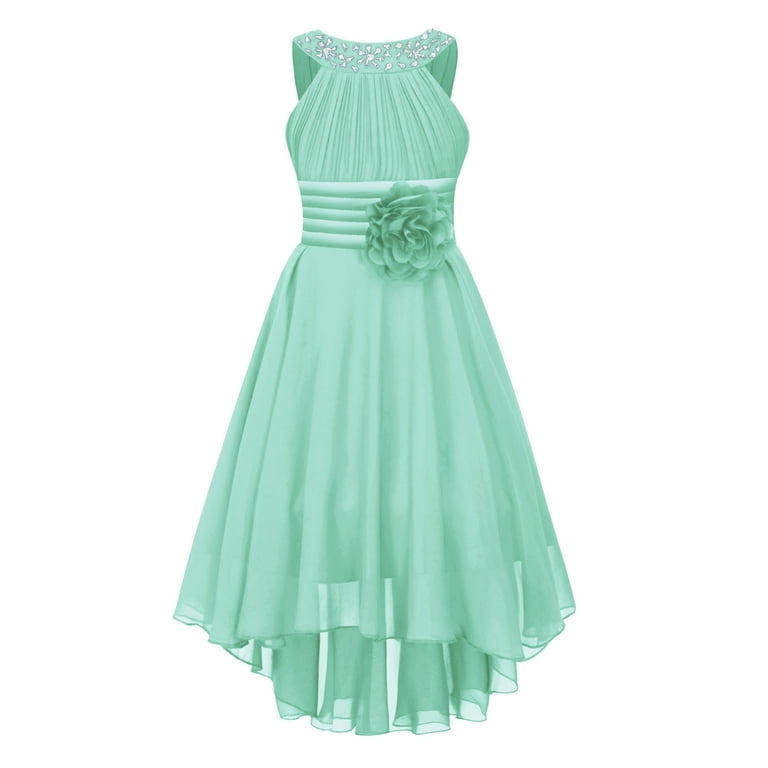 YONGHS Kids Girls Halter Neck High Low Wedding Bridesmaid Dress Mint Green  6 - Walmart.com