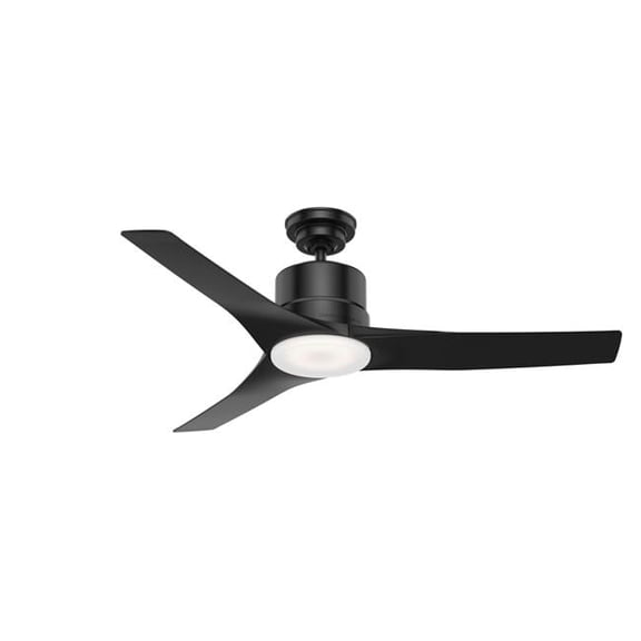 52 in. Piston Matte Black Damp Rated Ceiling Fan with LED Light Kit & Handheld Remote