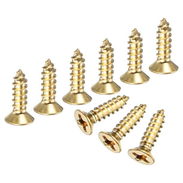Uxcell Paquete de 200 Tornillos de Madera, M3 x 10mm Cabeza Plana Phillips de Latón