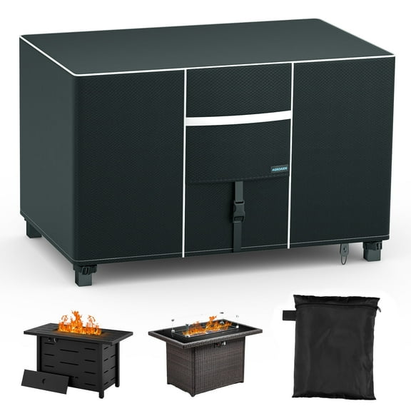 COSYUMI Fire Pit Cover, Rectangular Fire Pit Covers Waterproof 420D Heavy Duty Weather Resistant, Gas Fire Pit Patio Fire Bowl Cover for Fire Pits & Outdoor Fireplaces, 48"Lx28"Wx24"H