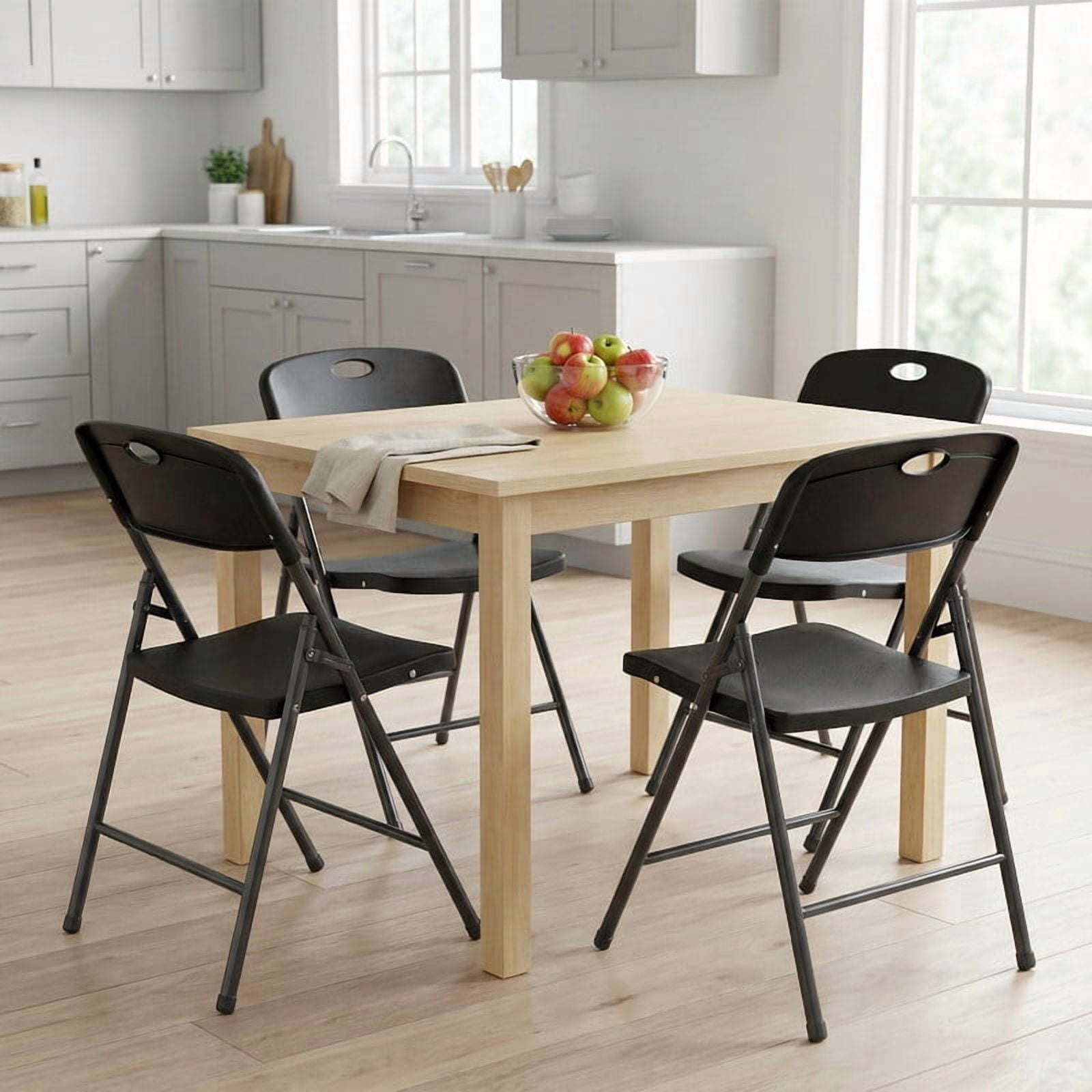 Gianna 2 Pack Plastic Folding Chairs Stackable Patio Garden Office Wedding Party Event Chairs, Black