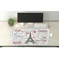thumbnail image 2 of Eiffel Tower Computer Mouse Pad, Paris Lettering Heart Shapes Flag Ornamental Sketchy Doodle, Rectangle Non-Slip Rubber Mousepad X-Large, 35" x 15" Gaming Size, Black White Pink, by Ambesonne, 2 of 2