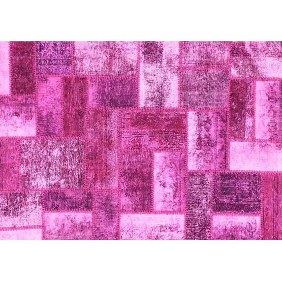 Ahgly Company Indoor Rectangle Patchwork Pink Transitional Area Rugs, 7' x 10'
