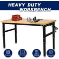 thumbnail image 2 of 60'' Adjustable Workbench with Power Outlet, 2000 Lbs Capacity Work Benches for Garage, Wood Heavy Duty Work Bench,Shop Table for Shop Office Home, 2 of 6