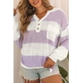 thumbnail image 6 of Redhotype Chic Pink Striped Sweater: Split Neck Button-Up, Evergreen Fashion, 6 of 8