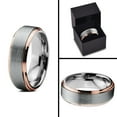 thumbnail image 4 of Charming Jewelers Tungsten Wedding Band Ring 6mm for Men Women Comfort Fit 18K Rose Gold Plated Plated Beveled Edge Brushed Polished Lifetime Guarantee Size 6.5, 4 of 4