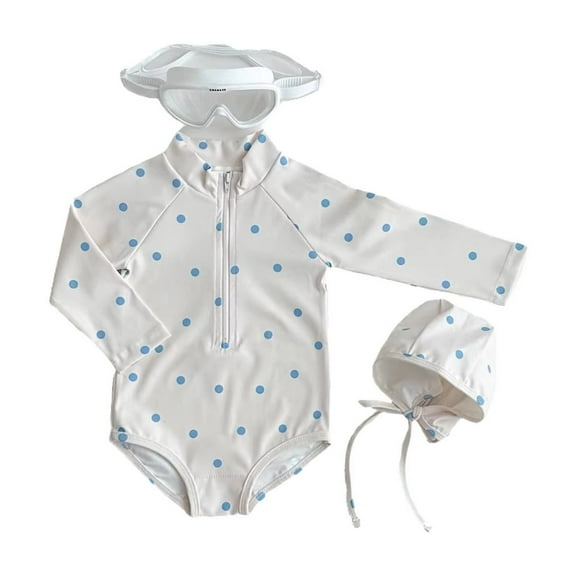 REDARER Girls Swimwear Long Sleeve Bathing Suit with Print Sun for Baby Casual Outdoor Play,Girls Swimsuit,18-24 Months