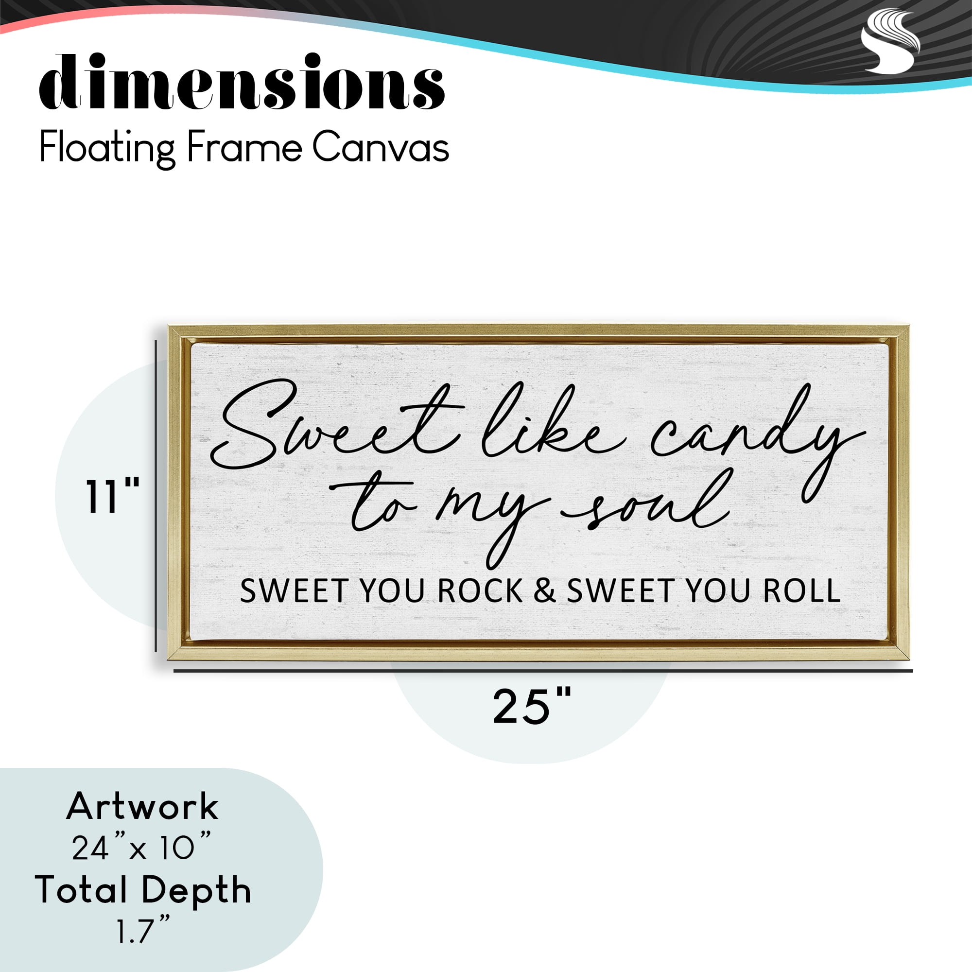 Sweet Like Candy Song Lyrics Gold Framed Floater Canvas Wall Art, design by Lettered and Lined