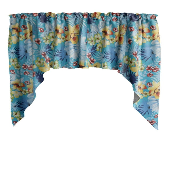 Swag Valance Cotton Floral Hawaiian Tropical Print 58" Wide / 36" Tall