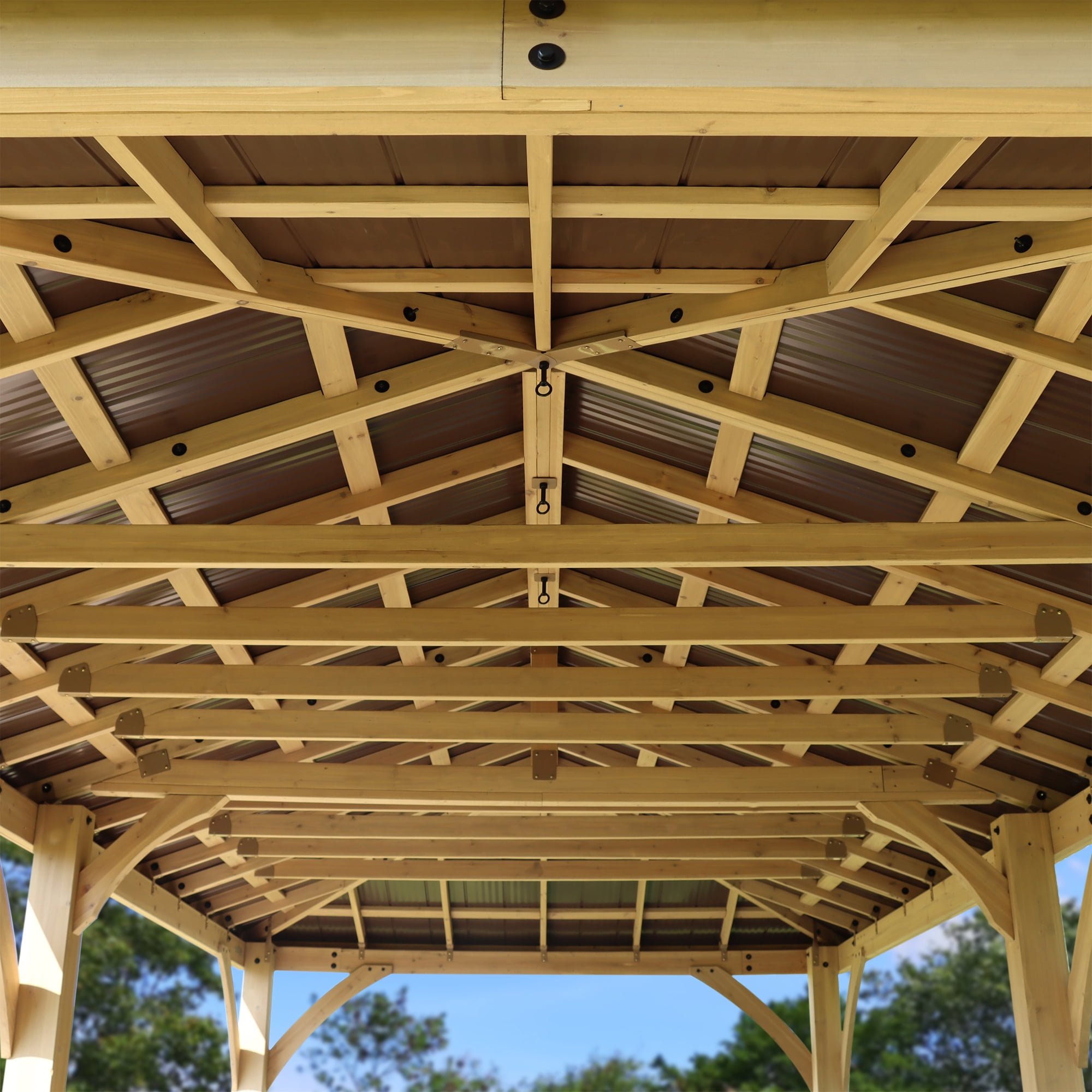 Yardistry 12 ft. × 24 ft. Meridian Cedar Gazebo with Aluminum Roof