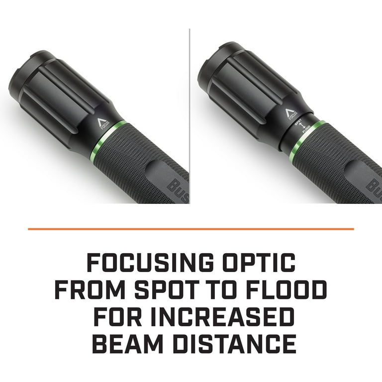 Bushnell 1800 Lumen Rechargeable Focusing Flashlight - IPX8 Waterproof, Black & Green Bushnell 1800 Lumen Rechargeable Focusing Flashlight - IPX8 Waterproof, Black & Green