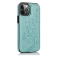 thumbnail image 5 of For iPhone 12 & iPhone 12 Pro (Open Camera Hole) Luxury Side Magnetic Button Card ID Holder PU Leather Case Cover - Teal Butterfly Swirl, 5 of 6