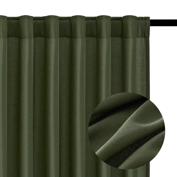 Jainmy OliveGreen 96 Inch Long Linen Semi Sheer Curtains 2 Panel Set,Light Filtering Curtain Window Curtains Drapes for Living Room Bedroom,52"x96"