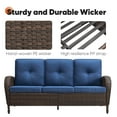 thumbnail image 5 of PARKWELL Outdoor 3 Seats Couch Patio Sofa Furniture, All-Weather Wicker Rattan Sofa with Cushions,Blue, 5 of 7