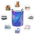 thumbnail image 4 of Daiia Swirl Blue And Purple Round Laundry Basket with Handles Thickened Waterproof Circular hamper,Dirty Clothes Storage Basket for Bedroom,Bathroom,College Dorm-Small, 4 of 6
