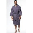 thumbnail image 3 of Mens Long Waffle Kimono Lightweight Cotton Robe, Hotel Spa Bathrobe for Men  - Adult - Unisex - Gray - One Size, 3 of 4