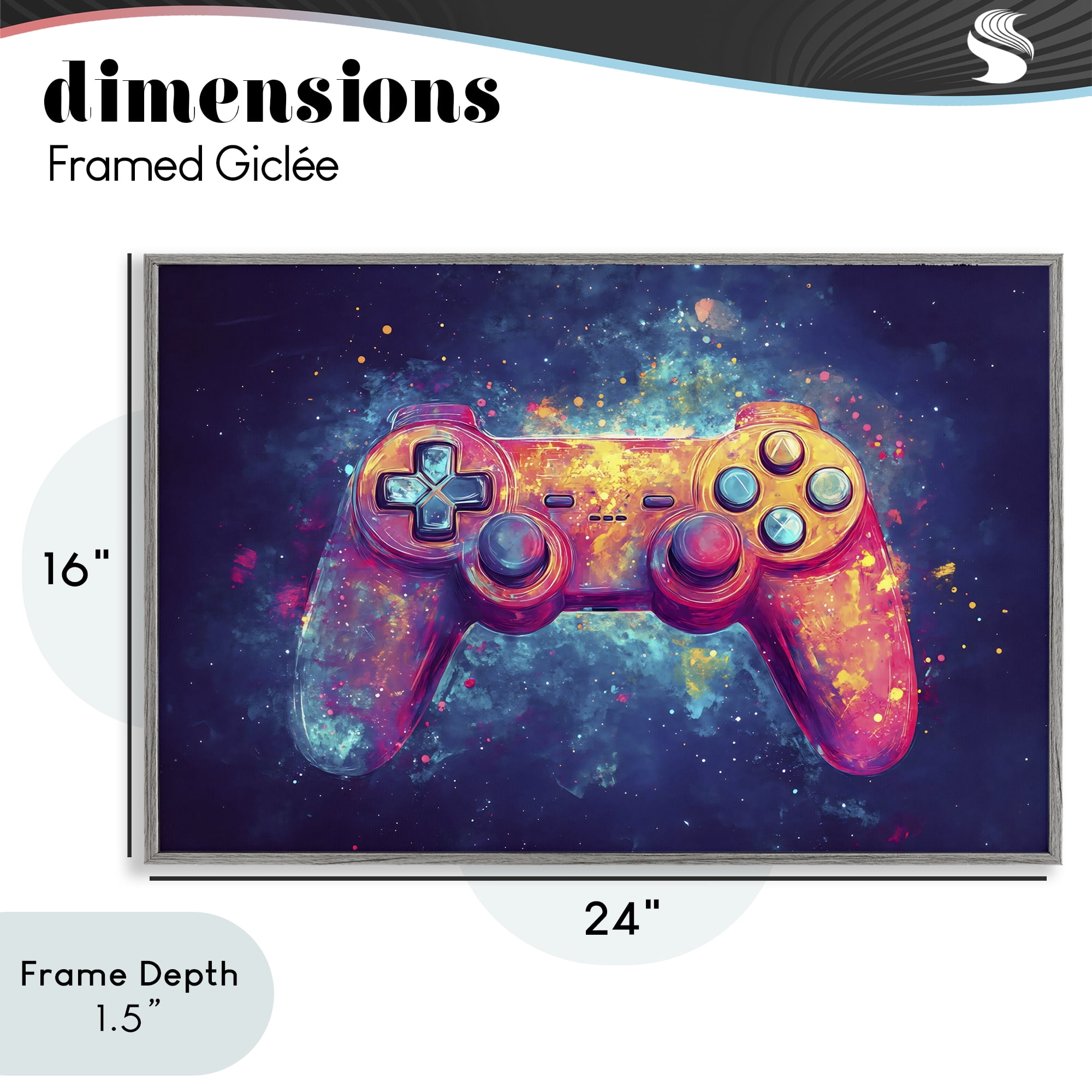 Stupell Industries Futuristic Cosmic Game Controller Gray Framed Giclee Art, design by Creative Studio