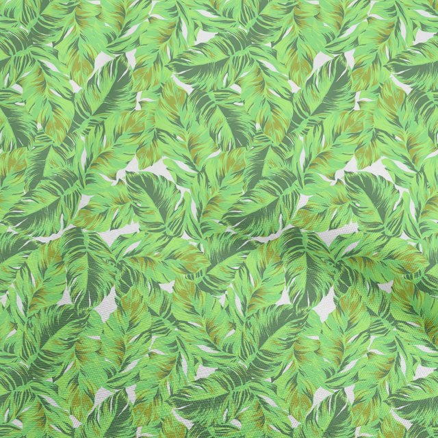 oneOone Rayon Light Green Fabric Tropical Leaf Craft Projects Decor Fabric Printed By The Yard 56 Inch Wide