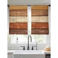 thumbnail image 2 of Farmhouse Burnt Orange Brown Sheer Curtains 45 Inch Length 2 Panels Set Window Treatments, Vintage Wooden Striped Rod Pocket Semi Curtains for Living Room/Bedroom/Kitchen Décor, 104"W x 45"L, 2 of 7
