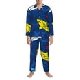 thumbnail image 3 of Naloa Cartoon Shark Men’s Pajamas Set - Long Sleeve Button Down Sleep Shirt and Pajama Bottoms Sleepwear Set-X-Large, 3 of 7