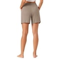 thumbnail image 3 of INSPIRE CHIC Womens Modal Pajama Lounge Shorts Soft Comfy Pajama Bottoms with Pockets High Elastic Boxer Shorts Sleepwear M Beige, 3 of 6
