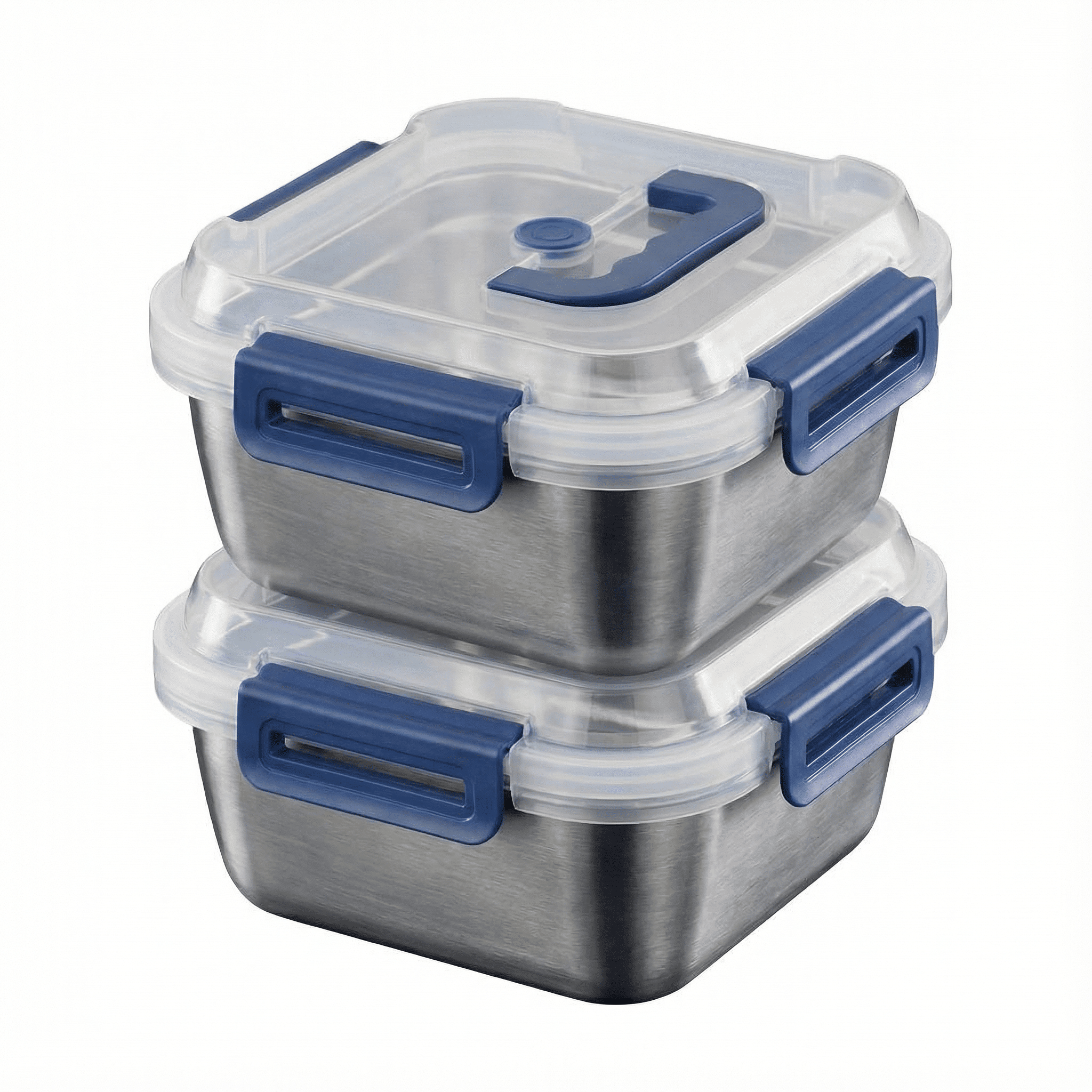 2/4/6/8/10 PCS Extra-Large Stainless Steel Food Storage Containers With Blue Lids - Deep Design, Airtight Seal, Perfect For Refrigerator Organization, Meal Prep, Lunch Boxes & Kitchen Pantry