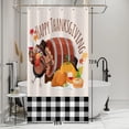 thumbnail image 2 of Happy Thanksgiving Shower Curtain Fallen Maples Funny Turkey Black and White Buffalo Feast Shower Curtain with Hooks for Bathroom Bath Bathtubs Fabric Waterproof with Hooks 36x72 Inches, 2 of 6