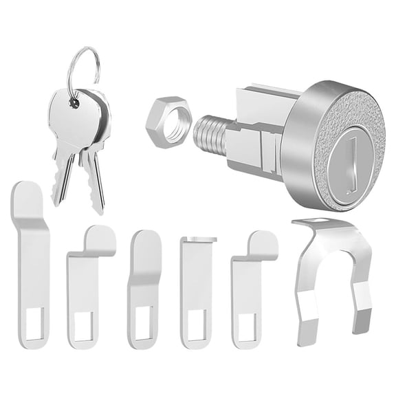 Whatever You Like-Mailbox Lock Replacement Kit for L-1172C, Zinc Alloy Security Lock Set with 2 Keys, 5 Locking Tabs, 1 Nut - Silver Finish, Single or 6 Pack for Home Mailboxes and Wardro