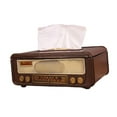 thumbnail image 1 of Caja de pañuelos con forma de radio, soporte para pañuelos, servilletero de mesa, estuche para servilletas para hotel, baño, hogar, cafetería, sala de Marrón, 1 of 8