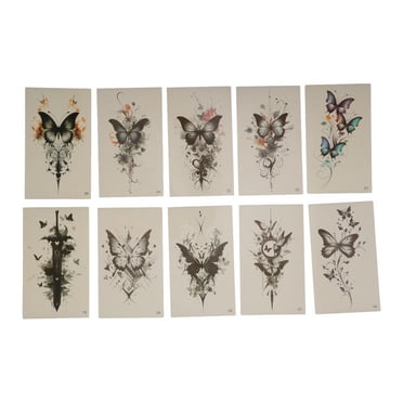 Unique Bargains 10 Pcs Realistic Fake Tattoos Halloween Temporary Tatto for Adult Gray Black