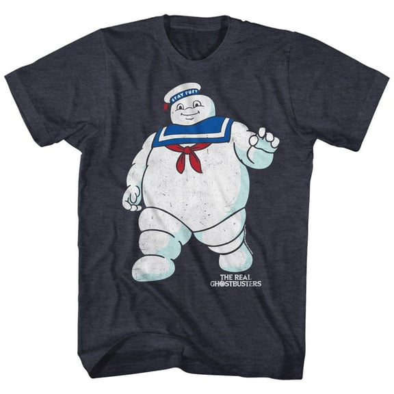 The Real Ghostbusters Mr Stay Puft 2 Navy Heather Adult T-Shirt
