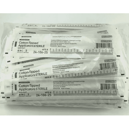 McKesson Sterile Cotton Tipped Applicator 24-106-2S 2 Per Pack Bag of 50 Packs