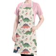 thumbnail image 5 of Beige Dinosaurs Flowers Leaves Apron-Garden Aprons for Women with Pockets-Cotton Linen Waterproof Kitchen Cooking Gardening Aprons Adjustable for Kitchen,Cooking,BBQ and Salon 33x27 Inch, 5 of 7