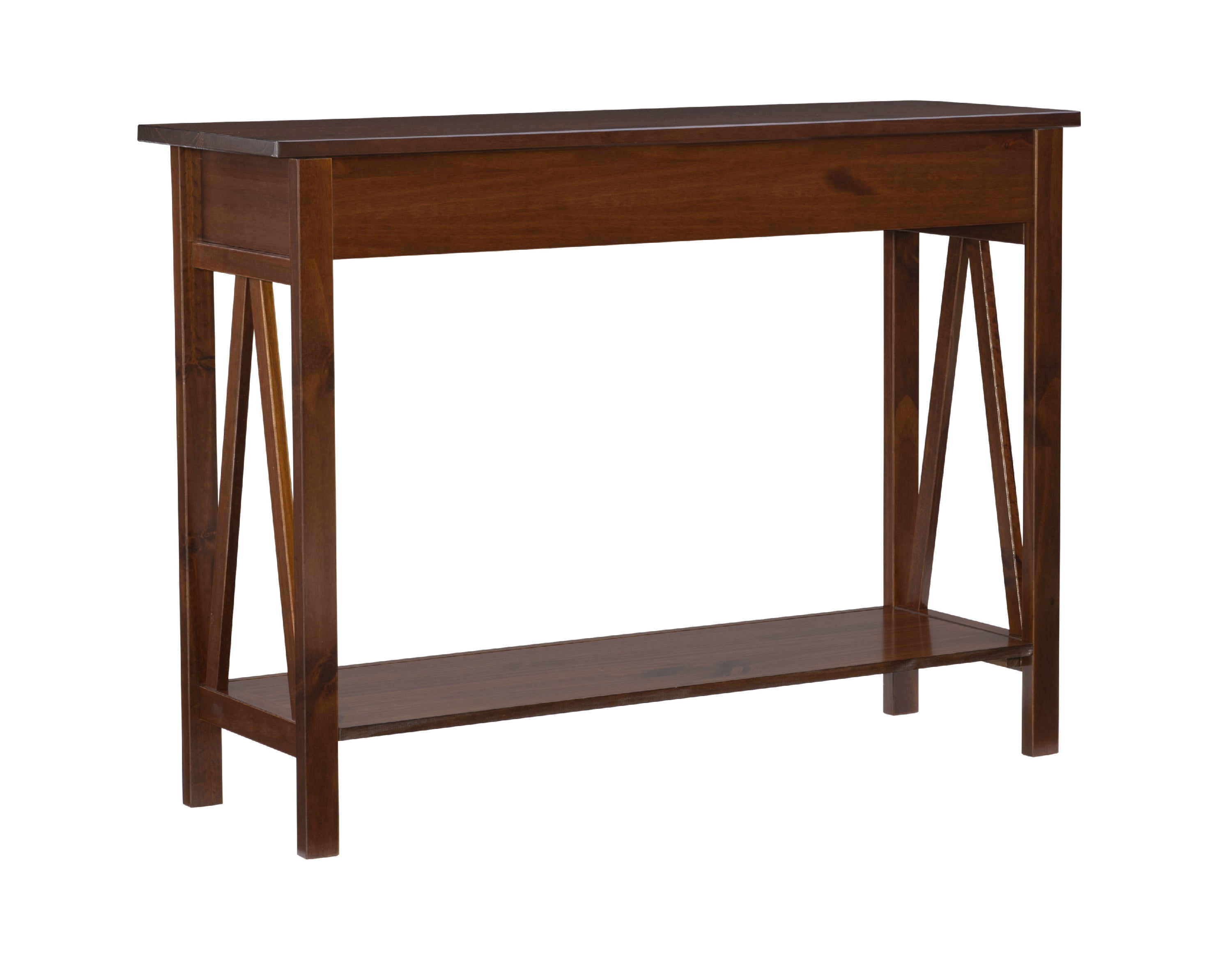 Linon Moreland Farmhouse Console Table with 2 Drawers, Antique Tobacco Finish